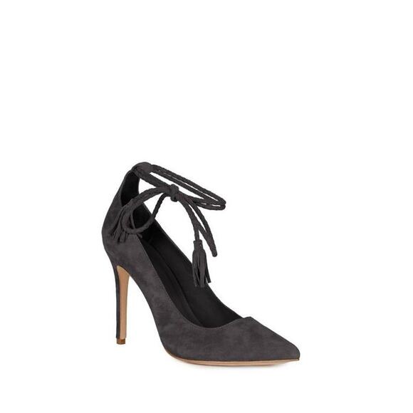 Joie Angelynn Black Suede Ankle Strap Wrap Tassel High Heels Size 9.5 - Picture 11 of 11